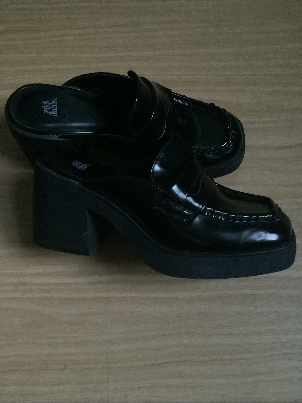 wild fable Black Patent Platform Penny Loafer Mules
